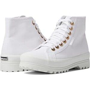 EUC Superga 2341 Alpina Big Eyelet Sneakers, White & Gold, Size EU 38/US 7.5